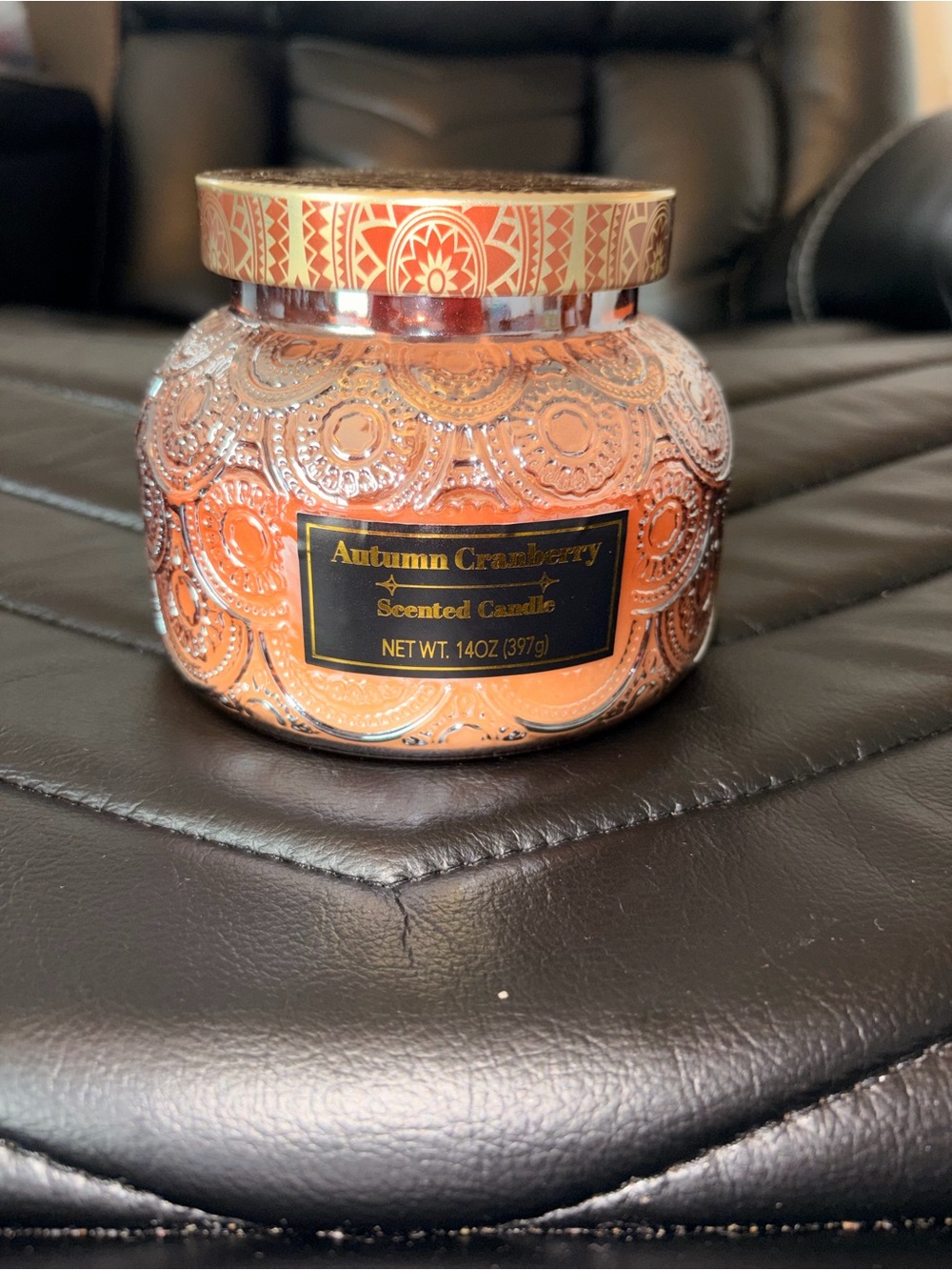 Autumn Cranberry Scented Candle - Orange